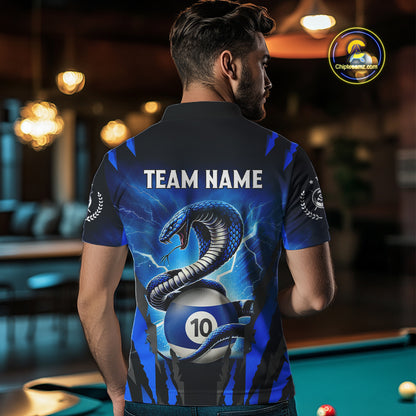 Personalized 10 Ball Thunder Lightning Cobra Snake Men Billiard Shirts, 10 Ball Pool Team Jersey TDM4023