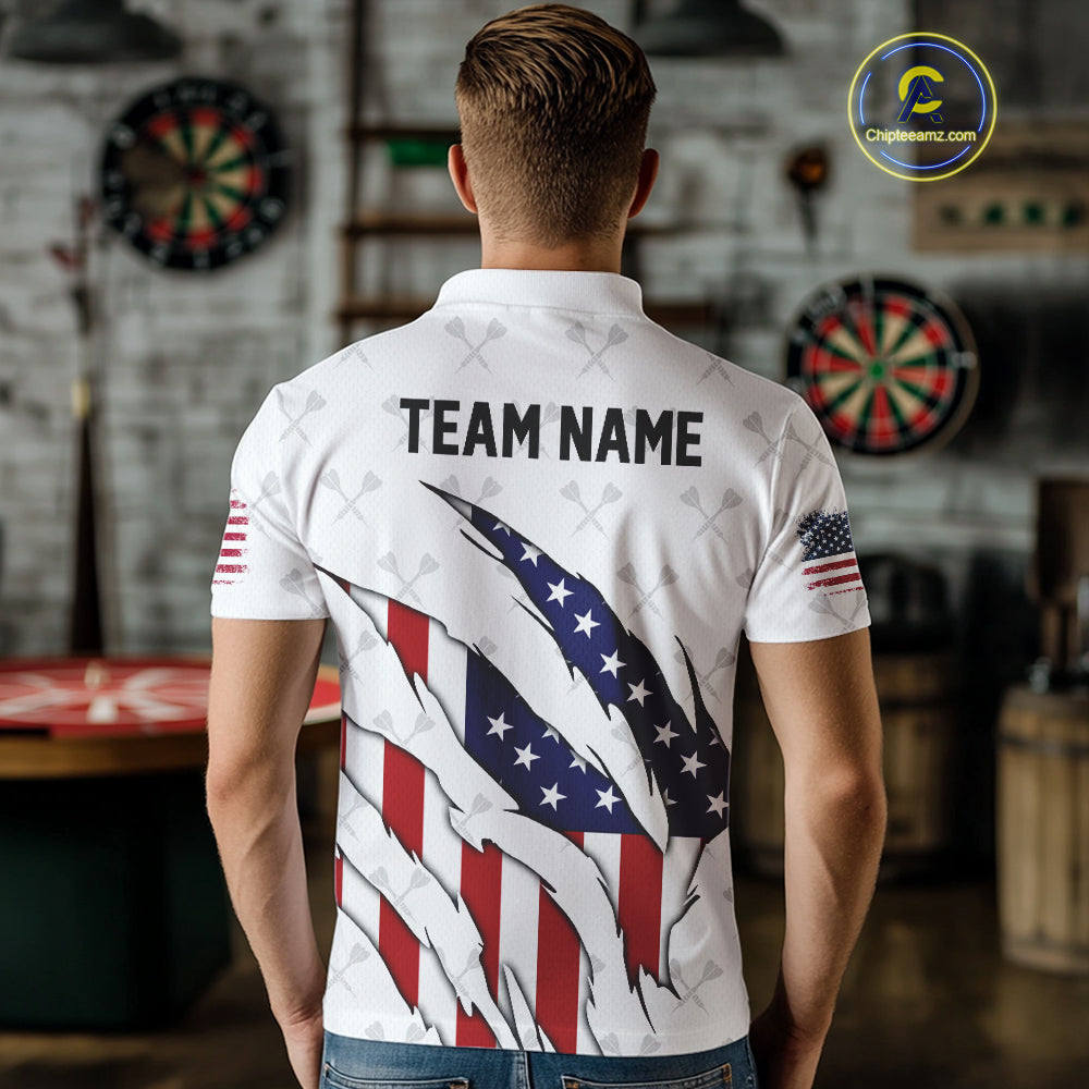 US Flag Patriotic Dart Shirt With Pocket Option For Men Custom Darts Jersey TDM4024