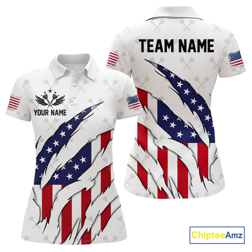US Flag Patriotic Dart Shirt With Pocket Option For Women Custom Darts Jersey TDM4024