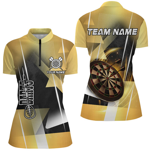 Personalized 3D All Over Print Darts Women Polo & Quarter-Zip Shirts Custom Yellow Darts Team Jersey TDM2267