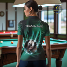 Load image into Gallery viewer, Personalized Turquoise Thunder Lightning 8 Ball Pool Billiard Shirt For Women, Billiard Team Jersey TDM4609