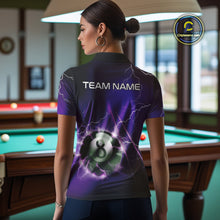Load image into Gallery viewer, Personalized Purple 3D Thunder Lightning 8 Ball Pool Billiard Shirt For Women, Billiard Team Jersey TDM4610