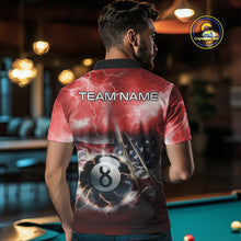 Load image into Gallery viewer, Red American Flag Thunder Lightning 8 Ball Pool Billiard Shirt For Men Custom Billiard Team Jersey TDM4612