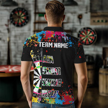 Load image into Gallery viewer, Funny Dartboards Colorful Paint Aim Shoot Swear Repeat Custom Men Darts Shirt, Dart Jerseys |Black TDM2778