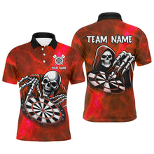 Load image into Gallery viewer, Grim Reaper Custom Red Dart Shirts For Men, Personalized Name 3D Skull Dart Team Jerseys TDM3019