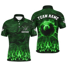 Load image into Gallery viewer, Personalized Green Flaming 8 Ball Pool Fire Billiard Shirts For Men Team League Billiard Jersey TDM3254