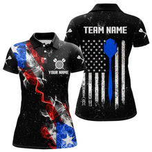 Load image into Gallery viewer, Smoke Puerto Rico US Flag Custom Darts Shirt For Women, Patriotic Darts Jersey Team Polo &amp; 1/4 Zip TDM3456