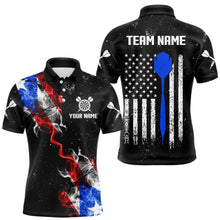 Load image into Gallery viewer, Smoke Puerto Rico US Flag Custom Darts Shirt For Men, Patriotic Darts Jersey Team Polo &amp; 1/4 Zip TDM3456