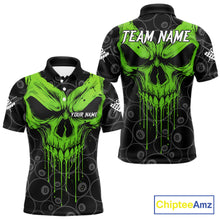 Load image into Gallery viewer, Personalized Skull 8 Ball Billiard Shirt For Men Custom Pool Team Jersey Polo &amp; 1/4 Zip |Green TDM6361