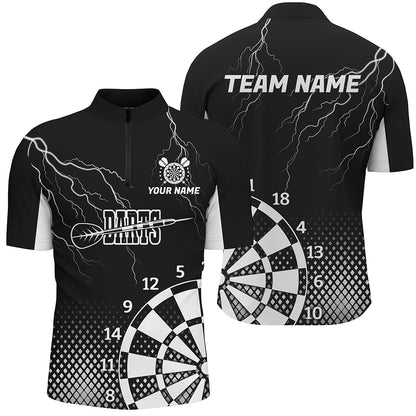 Personalized Black White Lightning Darts Shirts For Men Best Custom Cool Darts Team Jerseys TDM2281