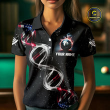 Load image into Gallery viewer, Customized American Flag Smoke DNA 8 Ball Pool Jersey For Women, Patriotic Billiard Team Shirts TDM4625