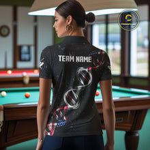Load image into Gallery viewer, Customized American Flag Smoke DNA 8 Ball Pool Jersey For Women, Patriotic Billiard Team Shirts TDM4625
