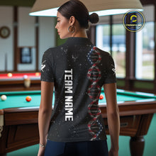 Load image into Gallery viewer, Women&#39;s Custom DNA American Flag Smoke 8 Ball Billiard Shirt, Patriotic Pool Jersey Polo &amp; 1/4 Zip TDM4627