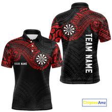 Load image into Gallery viewer, Personalized Black And Red Tribal Darts Shirt For Men Custom Darts Jersey Team Polo &amp; 1/4 Zip TDM4824