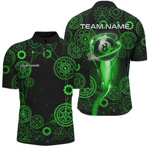 Personalized Green Billiard Shirts For Men Custom Gearwheel Pattern Billiard Jerseys Team Uniform TDM3025