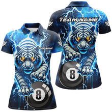 Load image into Gallery viewer, Personalized Thunder Lightning Tiger Billiard Shirt For Women Custom Blue Billiard League Pool Jersey TDM3027