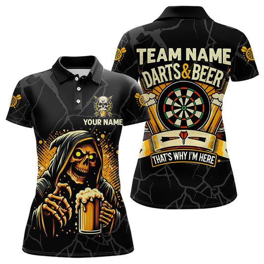 Darts And Beer That's Why I'm Here Custom Grim Reaper Women Darts Shirts, Drinking Dart Jerseys TDM3461