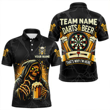Load image into Gallery viewer, Darts And Beer That&#39;s Why I&#39;m Here Custom Death Skeleton Men Darts Shirts, Drinking Dart Jerseys TDM3461