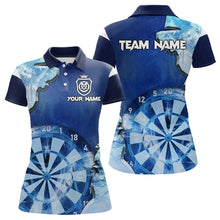 Load image into Gallery viewer, Blue Icy Light Darts Polo &amp; Quarter Zip Custom Dart Shirts For Women, Cool Darts Team Jerseys TDM3462