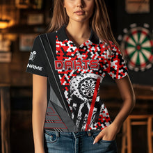 Load image into Gallery viewer, Personalized Red Camo Skull Dart Shirts For Women Custom Funny Skull Dart Jerseys Polo &amp; 1/4 Zip TDM3770