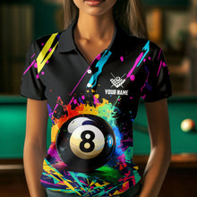 Load image into Gallery viewer, Personalized Colorful 8 Ball Pool Billiard Shirts For Women, Funny Billiard Shirts Pool Team Jerseys TDM3771