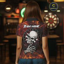 Load image into Gallery viewer, Personalized Orange Funny Skeleton Darts Shirt For Women Custom Skull Darts League Team Jersey TDM4396