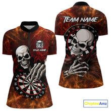Load image into Gallery viewer, Personalized Orange Funny Skeleton Darts Shirt For Women Custom Skull Darts League Team Jersey TDM4396