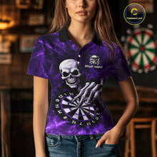 Load image into Gallery viewer, Personalized Purple Funny Skeleton Darts Shirt For Women Custom Skull Darts League Team Jersey TDM4398