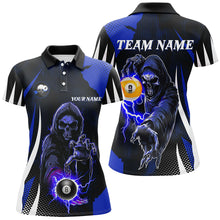 Load image into Gallery viewer, Funny Blue Grim Reaper 8 Ball &amp; 9 Ball Billiard Shirts For Women Custom League Billiard Jerseys TDM2284