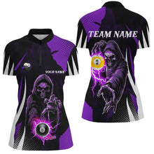 Load image into Gallery viewer, Funny Purple Grim Reaper 8 Ball &amp; 9 Ball Billiard Shirts For Women Custom League Billiard Jerseys TDM2285