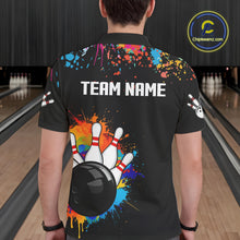 Load image into Gallery viewer, Personalized Colorful Paint Splash Bowling Shirt For Men, Funny Bowling Team Jersey Polo, 1/4 Zip TDM4637