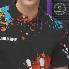 Load image into Gallery viewer, Personalized Colorful Paint Splash Bowling Shirt For Men, Funny Bowling Team Jersey Polo, 1/4 Zip TDM4637