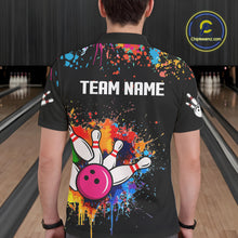 Load image into Gallery viewer, Funny Colorful Bowling Shirt For Men Custom Bowling Team Jersey Outfit Polo &amp; Quarter Zip |Black TDM4638