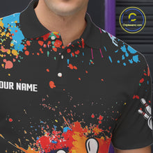 Load image into Gallery viewer, Funny Colorful Bowling Shirt For Men Custom Bowling Team Jersey Outfit Polo &amp; Quarter Zip |Black TDM4638