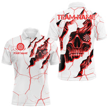 Load image into Gallery viewer, Personalized Skull White Red Grunge Darts Polo &amp; Quarter-Zip For Men Custom Dart Team Jerseys TDM3467