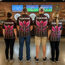 Load image into Gallery viewer, Custom Pink Ribbon Wings Darts Shirt For Women, US Flag Breast Cancer Darts Jersey Polo &amp; 1/4 Zip TDM6377