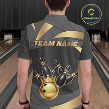 Load image into Gallery viewer, Black And Gold Bowling Shirt For Men Custom Crown Bowling Jersey, Bowling League Polo &amp; 1/4 Zip TDM6379