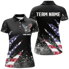 Load image into Gallery viewer, Custom Ball 8 US Flag Black Grunge Women Billiard Polo &amp; Quarter-Zip Shirt Best Billiard Team Jersey TDM1649