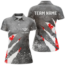 Load image into Gallery viewer, Custom Ball 8 Canada Flag Grey Grunge Women Billiard Polo &amp; 1/4 Zip Shirt Best Billiard Team Jersey TDM1650