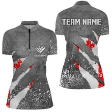 Load image into Gallery viewer, Custom Ball 8 Canada Flag Grey Grunge Women Billiard Polo &amp; 1/4 Zip Shirt Best Billiard Team Jersey TDM1650