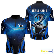 Load image into Gallery viewer, Personalized Blue Thunder Lightning Cobra Snake Bowling Shirts For Men, Bowling Team Jersey TDM4643