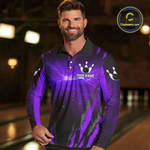 Load image into Gallery viewer, Personalized Purple Thunder Lightning Cobra Snake Bowling Shirts For Men, Bowling Team Jersey TDM4645