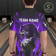 Load image into Gallery viewer, Purple Thunder Lightning Custom Wolf Bowling Shirts For Men, Bowling Team Jersey Polo &amp; 1/4 Zip TDM4646