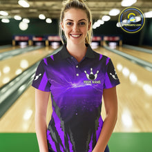 Load image into Gallery viewer, Purple Thunder Lightning Custom Wolf Bowling Shirts For Women, Bowling Team Jersey Polo &amp; 1/4 Zip TDM4646