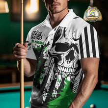 Load image into Gallery viewer, Personalized Green Grunge Skull Billiards Shirts For Men Custom Retro Billiard Team Jerseys Attire TDM4650