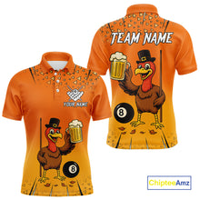 Load image into Gallery viewer, Orange Funny Turkey 8 Ball Pool Billiard Shirt For Men Custom Thanksgiving Billiard Jersey TDM4836