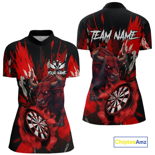 Personalized Red Dartboard Splash Bull Darts Shirt For Women Custom Dart Jersey Team Polo & 1/4 Zip TDM5276