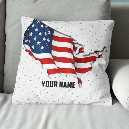 Personalized Patriotic American Flag Archery Arrows Pattern Throw Pillow TDM0797