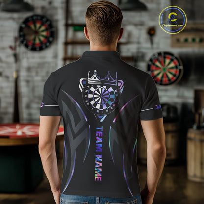 Black And Holographic Dartboard Crown Dart Shirts For Men – Custom Team Polo & Quarter Zip Jersey TDM4062