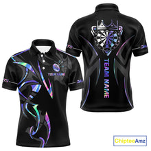 Load image into Gallery viewer, Black And Holographic Dartboard Crown Dart Shirts For Men – Custom Team Polo &amp; Quarter Zip Jersey TDM4062
